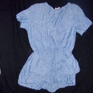 linen sanctuary size medium romper boho  womens blue one piece anthro shorts